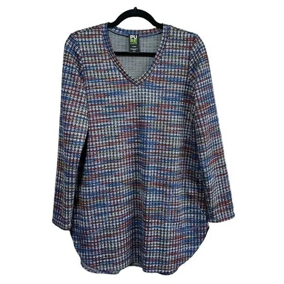 Pure Essence- Multicolored Long Sleeve Tunic Top- Sz. M - Picture 1 of 10